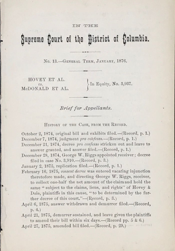 Item #15773 HOVEY ET AL. vs. McDONALD ET AL. No. 13, General Term, Jan. 1876. Supreme Court of the District of Columbia.