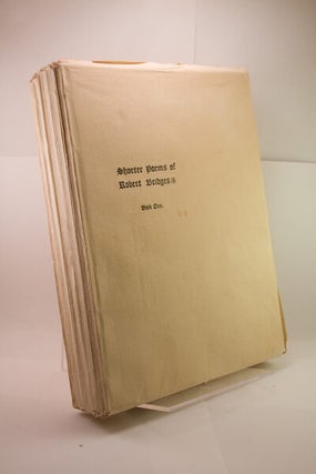 Item #27475 SHORTER POEMS. Robert Bridges