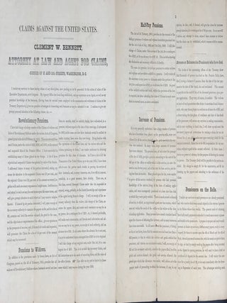 Item #33331 CLAIMS AGAINST THE UNITED STATES. CLEMENT W. BENNETT, ATTORNEY AT LAW AND AGENTS FOR...