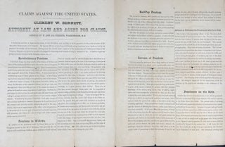 Item #33331 CLAIMS AGAINST THE UNITED STATES. CLEMENT W. BENNETT, ATTORNEY AT LAW AND AGENTS FOR...