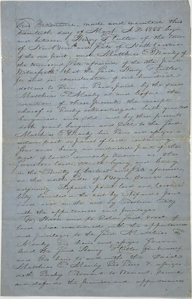 Item #37870 ORDERING THAT A LAND DEED BE REGISTERED, in an autograph docket, signed 11 May 1855, as a district court judge. John W. Ellis, Governor of North Carolina.