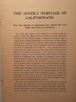 THE GOODLY HERITAGE OF CALIFORNIANS [cover title].