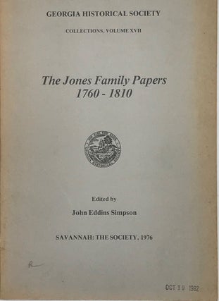 Item #40104 THE JONES FAMILY PAPERS, 1760-1810. Jones, John Eddins Simpson