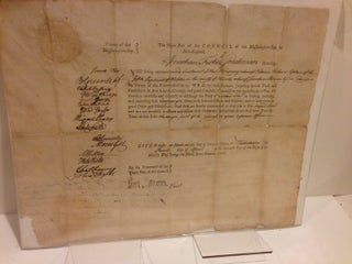 Item #41587 APPOINTING A SECOND LIEUTENANT IN THE WORCESTER MILITIA IN APRIL, 1776, a partly...