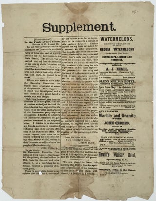 Item #41622 SUPPLEMENT. / [COMMUNICATED] / TO THE PEOPLE OF YORK COUNTY/ .... [followed by two...