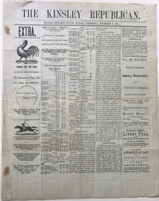Item #46534 The Kinsley Republican. / Extra. / [followed by illustrated text and commentary on a...
