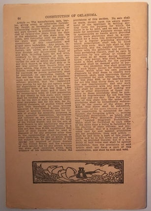 Constitution of Oklahoma as Submitted by the Constitutional Convention to the Voters for Ratification on August 6, 1907 [caption title]