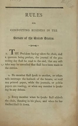 Item #46747 Rules for Conducting Business in the Senate of the United States [caption title