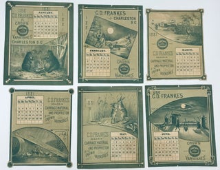 Item #47485 Illustrated calendar for 1881,; 12 separate anthromorphically illustrated cards, one...