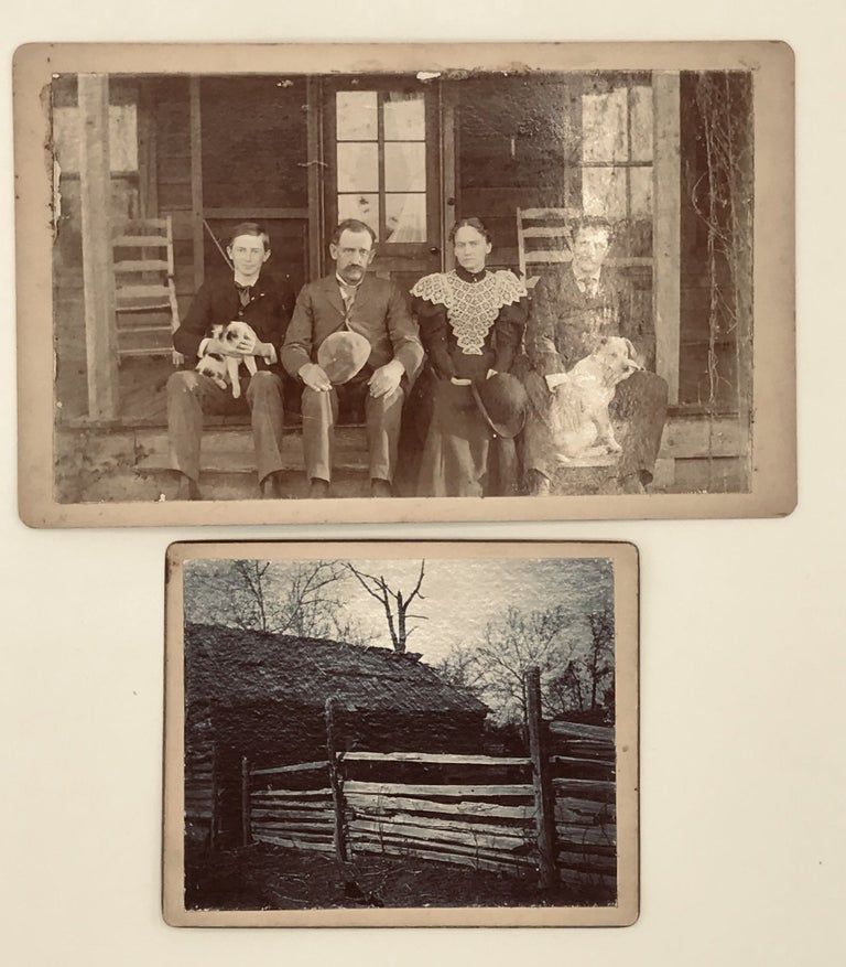 Item #47868 The Leavitt family, their house, and their barn, as pictured in a pair of photographs: "Mr. & Mrs. Leavitt & Bernard and Mr. Benshimol, Leavitt, N.C." [pencil title on verso of first photo] and "Barn / Frank / Leavitt, N.C." [pencil title on verso of second photo].
