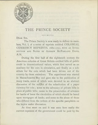 Colonial Currency Reprints, 1682-1751.; Introduction by the editor.