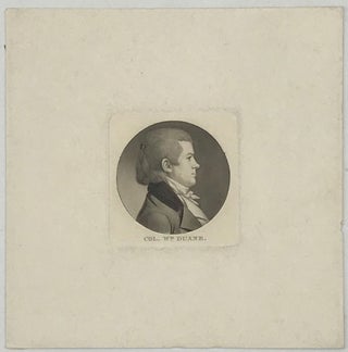 Item #48392 Tinted miniature profile engraving of Col. William Duane, 2 5/8 x 2 1/2 inches [plate...