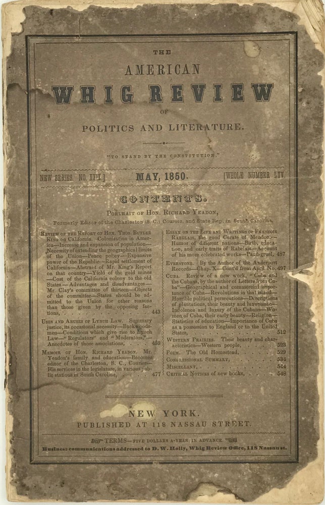 Item #50581 The American Whig Review of Politics and Literature. PERIODICAL.