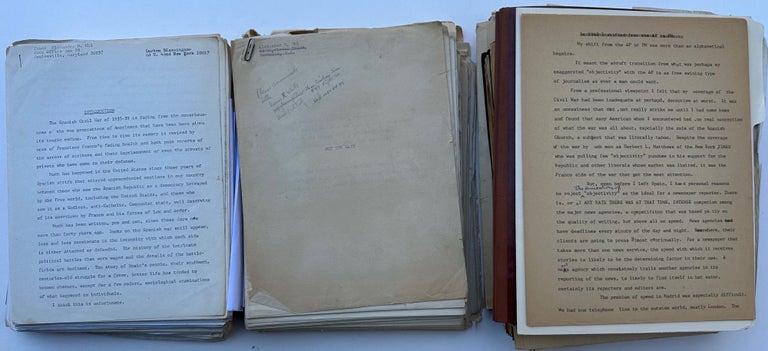 Item #51493 Literary remains, as described below, from the estate of a prominent newspaper correspondent and editor and concerning the Spanish Civil War and its effects on modern Spanish society and the American campaign in North Africa, Italy, and France in 1944. Alexander UHL, war correspondent.