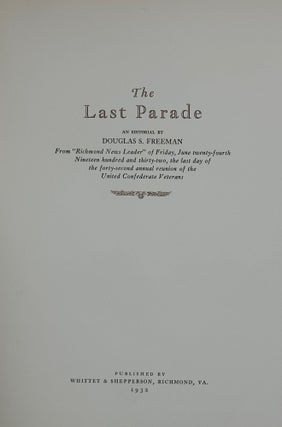 Item #53578 The Last Parade. An editorial from the Richmond News-Leader ... the last day of the...