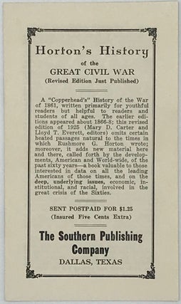 Item #53696 Horton's History of the Great Civil War [caption title]. Revised edition just...