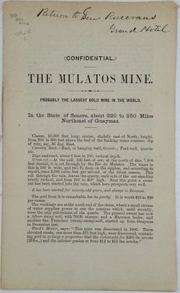 Item #54608 (Confidential) The Mulatos Mine. [caption title