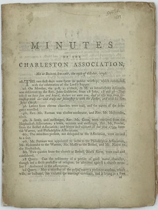 Item #54672 Minutes of the Charleston Association, Met at Black Swamp, the 29th of October, 1796...