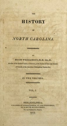 Item #57146 A History of North Carolina. Hugh WILLIAMSON