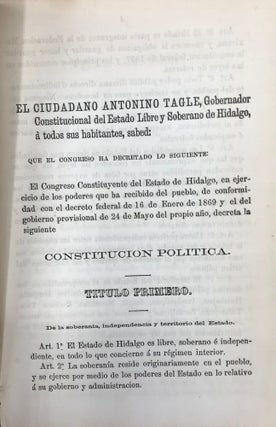 CONSTITUCION POLITICA DEL ESTADO DE HIDALGO