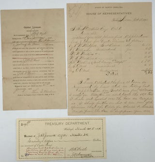Item #57457 North Carolina oyster license for 1900, issued to J.B. O'Neal of Frisco on Hatteras...