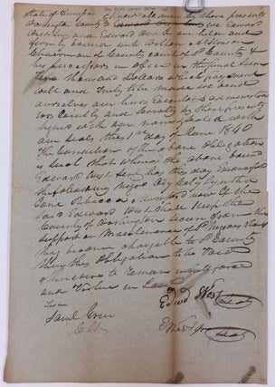 Item #57777 Accepting responsibility for freed slaves in ante-bellum Tennessee, as recorded in a...