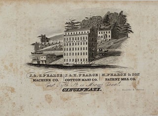 Item #58107 [Illustration, 2 5/8 x 4 3/4 inches, of several manufacturing buildings set on a...