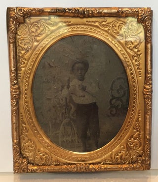 Item #58154 Full-length portrait of a five- or six-year-old African American boy in hat and...