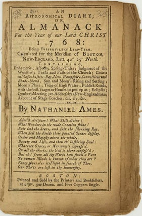 Item #58471 An Astronomical Diary; or, An Almanack for the Year of Our Lord Christ, 1768....
