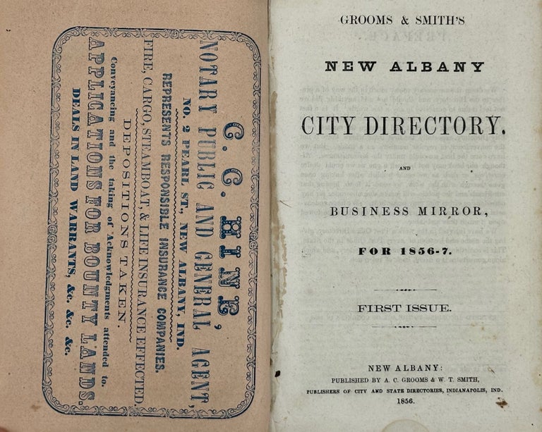 Item #58529 Grooms & Smith's New Albany City Directory and Business Mirror, for 1856-7.