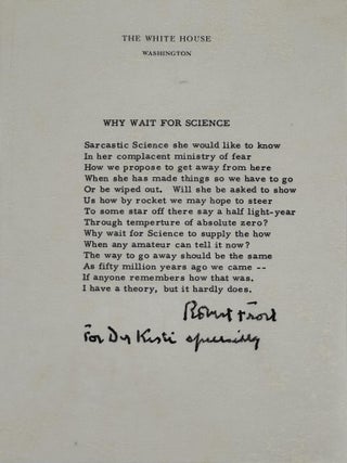 Why Wait for Science. Robert Frost.