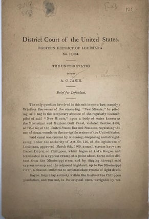 Item #58918 Brief for the Defendant [Janin]. District Court of the United States, Eastern...