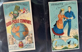 Item #58975 Collection of 38 illustrated advertising cards, most 4 3/4 x 3 inches (some a bit...