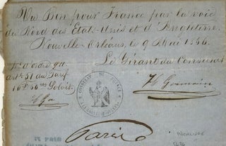Providing a certificate of safe passage to "Pierre Riviere, a Citizen of the United States aged 59 years," and an inhabitant of this state, for a trip to France, a partly printed document, completed in manuscript by a secretary and signed by Wickliffe 7 May 1856; contersigned by Secretary of State Andrew S. Herron and with the state seal affixed.