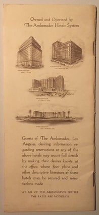 THE GUEST AT THE AMBASSADOR: A DISTINCTIVE HOTEL IN THE MOST BEAUTIFUL RESIDENCE SECTION OF LOS ANGELES [cover title]