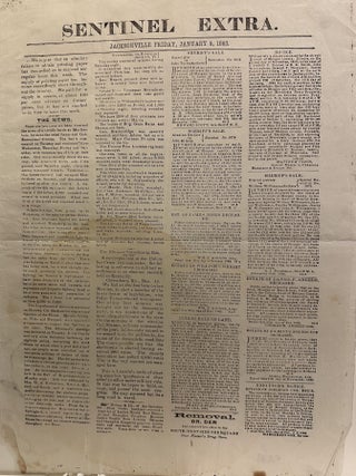 Sentinel Extra. / Jacksonville [Illinois] Friday, January 9, 1863. / [followed by four columns of...