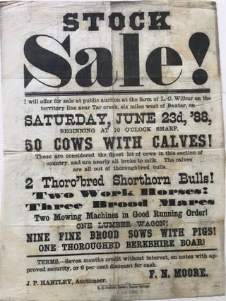 STOCK / SALE! / I will offer for sale at public auction at the farm of L.C. Wilbur on the /...