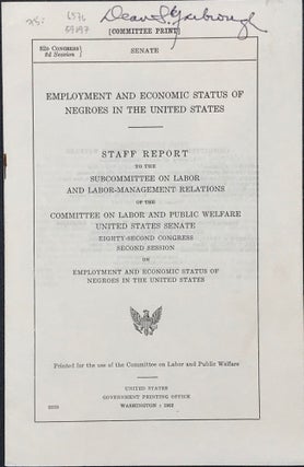 Item #59697 Employment and Economic Status of Negroes in the United States: Staff report to the...