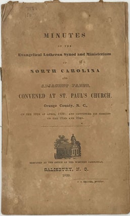 Item #60478 Minutes of the Evangelical Lutheran Synod and Ministerium of North Carolina and...