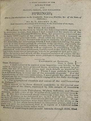 A BRIEF ACCOUNT OF THE ANALYSIS OF THE BLOUNT, SHELBY, AND TALLADEGA SPRINGS; ALSO A FEW. R. T BRUMBY.
