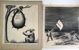 ORIGINAL EDITORIAL ARTWORK: "CHICAGO POLICE PERFORM AN ANCIENT CEREMONY," "WORLD OF TOMORROW," "WELL DEARIE A DOLLAR HERE A DOLLAR THERE", "SENATOR TAFT'S FOREIGN POLICY," "JUST A LITTLE 'DIRTY BUSINESS' ", "FIND THE MAN WITHOUT A LOBBY," "TO THE HIGHEST BIDDER," "NOT A POLITICAL PLUM, BIG BOY."