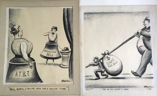 ORIGINAL EDITORIAL ARTWORK: "CHICAGO POLICE PERFORM AN ANCIENT CEREMONY," "WORLD OF TOMORROW," "WELL DEARIE A DOLLAR HERE A DOLLAR THERE", "SENATOR TAFT'S FOREIGN POLICY," "JUST A LITTLE 'DIRTY BUSINESS' ", "FIND THE MAN WITHOUT A LOBBY," "TO THE HIGHEST BIDDER," "NOT A POLITICAL PLUM, BIG BOY."
