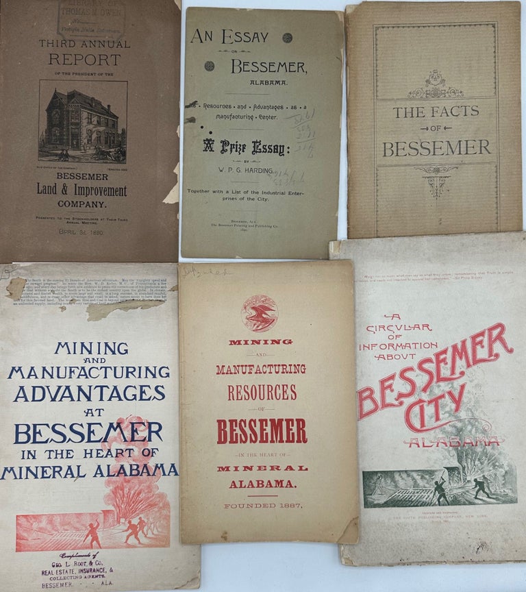 Item #62112 A collection of six promotional pamphlets and progress reports issued by various agencies associated with Bessemer City, Alabama, or its industries, shortly after its incorporation in late 1887, as described individually below. ALABAMA, BESSEMER.