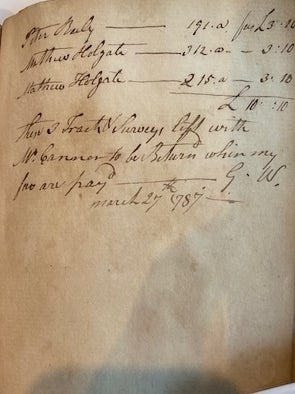 A LIST OF LANDOWNERS AND SURVEYED LANDS, WESTMORELAND AND BEDFORD COUNTIES, PENNSYLVANIA, 1777 and 1785-1787.; as recorded in a plain leather notebook.