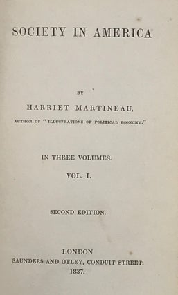 Item #62528 Society in America. Harriet Martineau