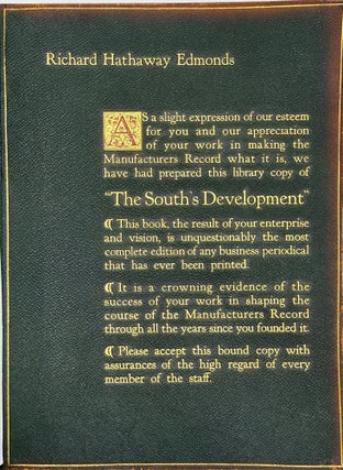 The South's Development, A Glimpse of the Past, the Facts of the Present, a Forecast of the Future: Fifty Years of Southern Progress.