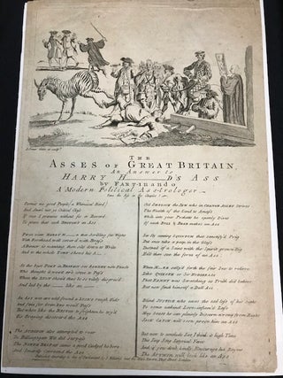 THE / ASSES OF GREAT BRITAIN, / AN ANSWER TO / HARRY H___D'S ASS / BY FART-INANDO / A MODERN POLITICAL ASS-TROLOGER. Tune the Ass in the Chaplet. [followed by 20 lines of text, in two columns]