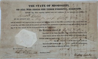 Item #63107 Appointing Samuel N. Gilleland sheriff of Covington County, in a partly printed...