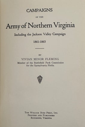 Item #63567 Campaigns of the Army of Northern Virginia, including the Jackson Valley Campaign,...