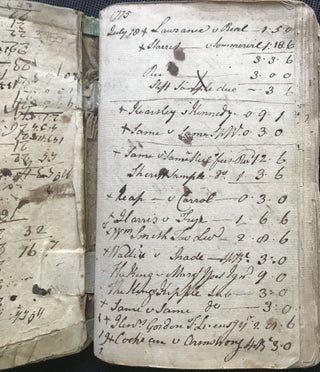 A CUMBERLAND COUNTY, PENNSYLVANIA COURT CLERK'S ACCOUNT BOOK, 1775-1788, AS RECORDED IN A MANUSCRIPT RECORD BOOK KEPT BY JOHN AGNEW, CLERK OF THE QUARTER SESSIONS AND JUSTICE OF THE PEACE DURING THE AMERICAN REVOLUTION.
